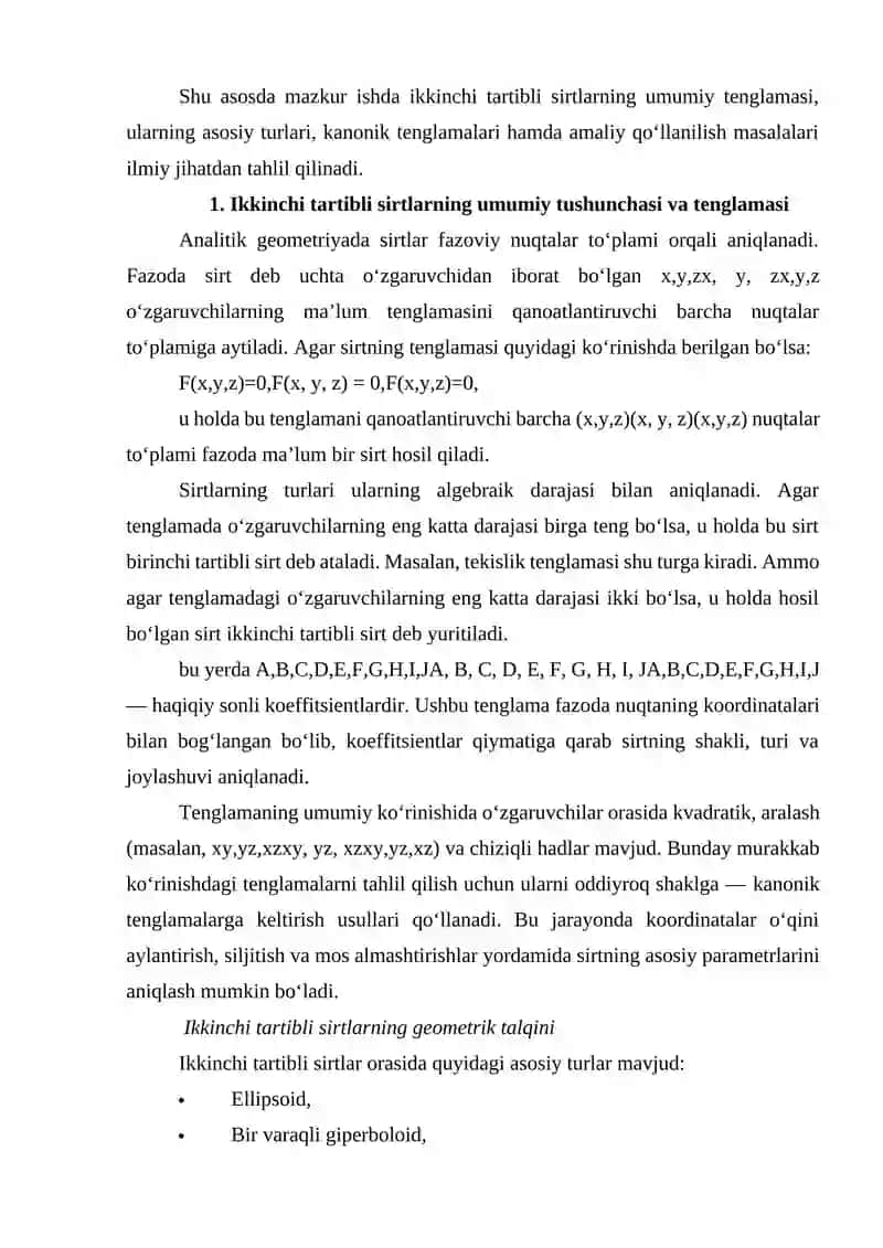 Ikkinchi tartibli sirtlar integrallari 2