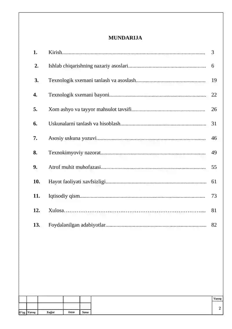 vati 360 t/kun bo‘lgan tegirmonda 2- navli 78% (Oliy hamda 1-nav) un ishlab chiqarish texnologiyasini tashkil etish. (Oqlash uskunasi) mavzusidagi bitiruv malakaviy ishining 2