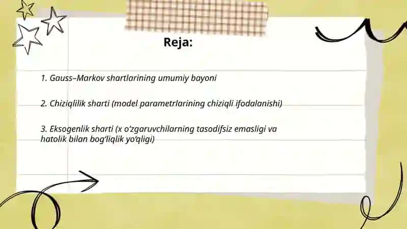 Gauss Markov shartlari 2