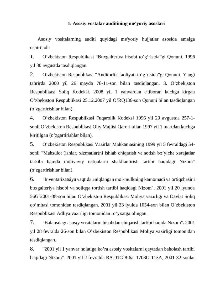 Asosiy vositalar auditi 2