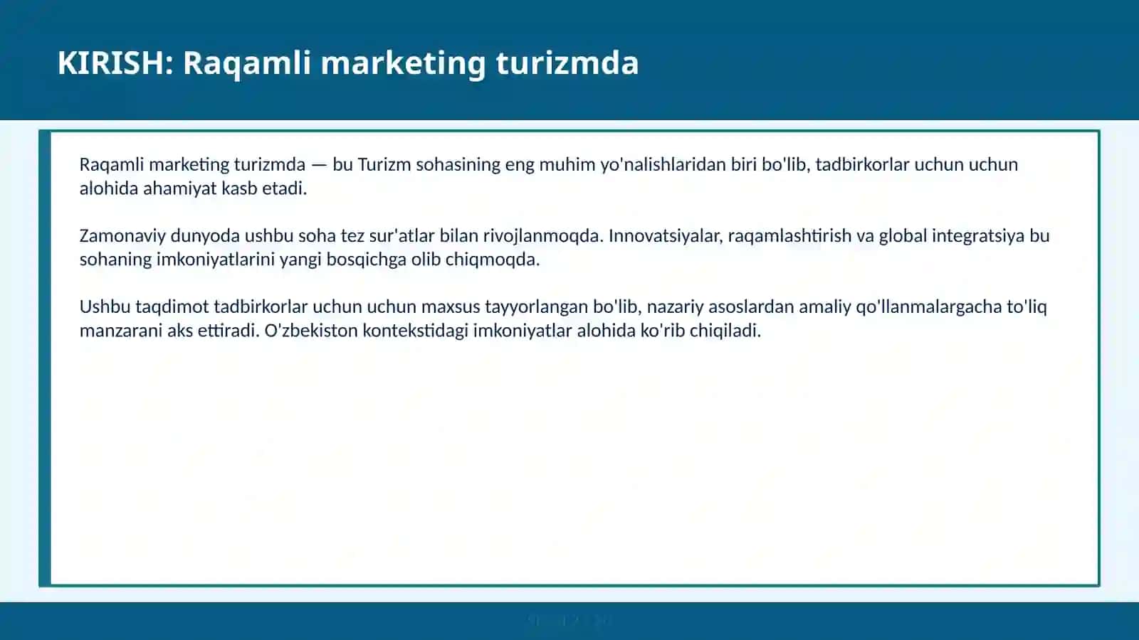 RAQAMLI MARKETING TURIZMDA 2