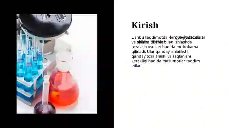 Kimyoviy asboblar va shisha idishlar bilan ishlash: tozalash usullari 2