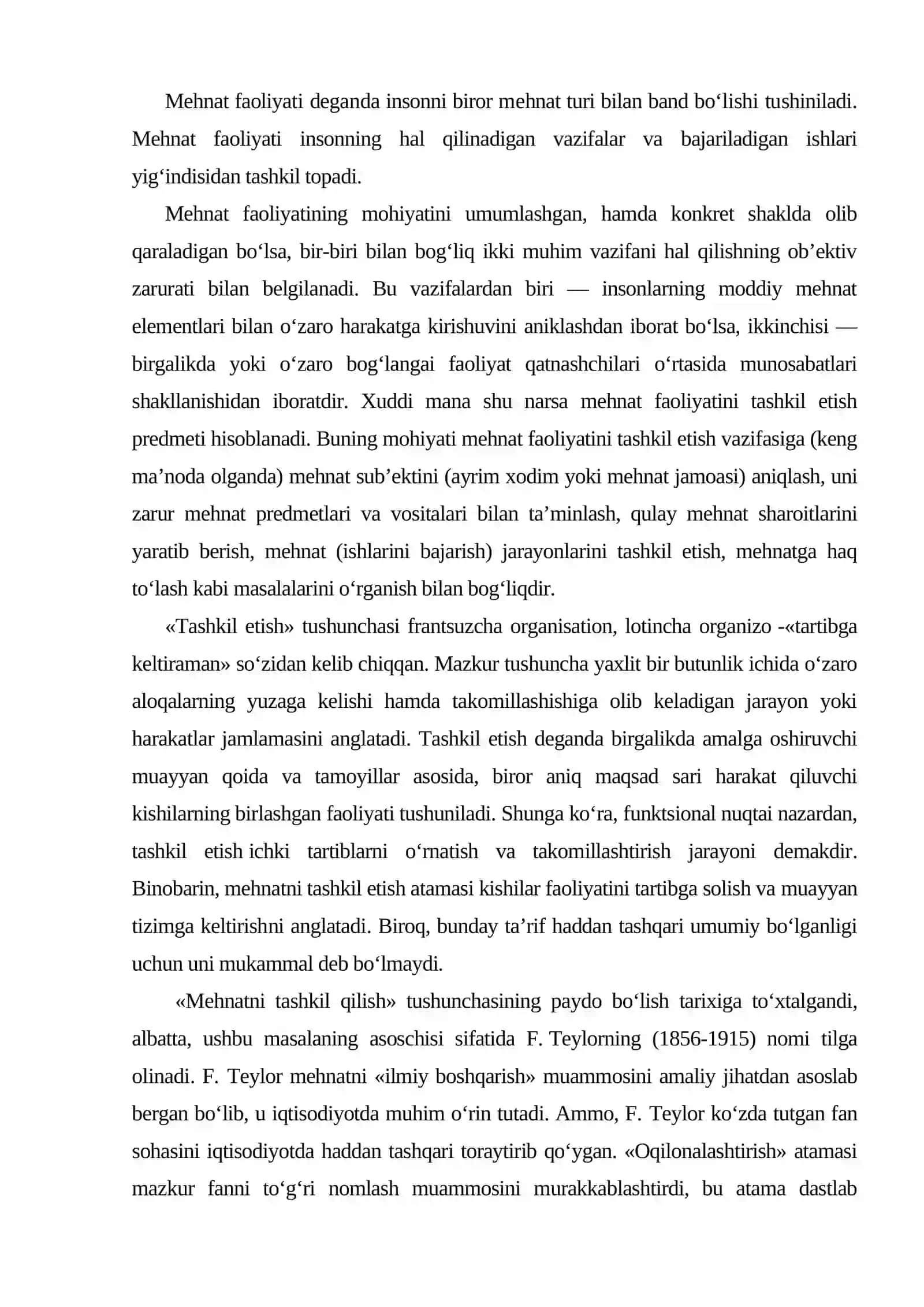 Mehnat faoliyatini tashkil etish 2