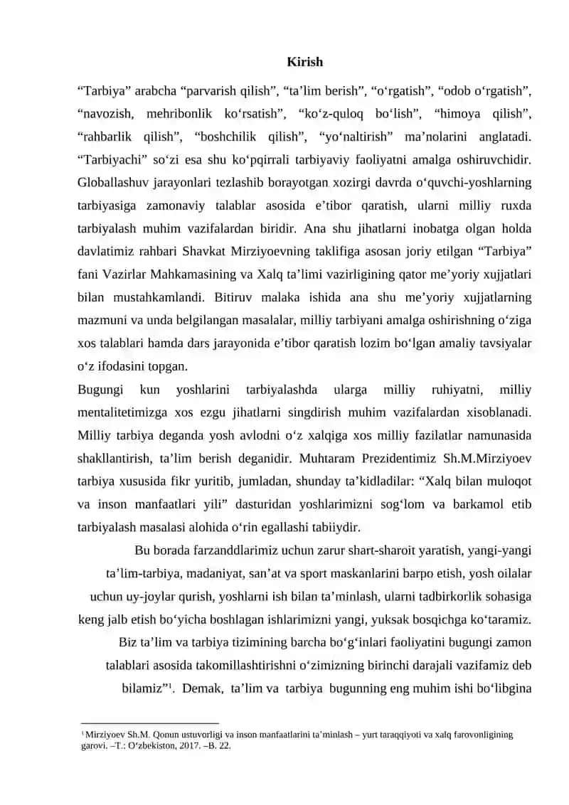 Tarbiya fani o‘qituvchisining o‘quv-me’yoriy xujjatlari 2