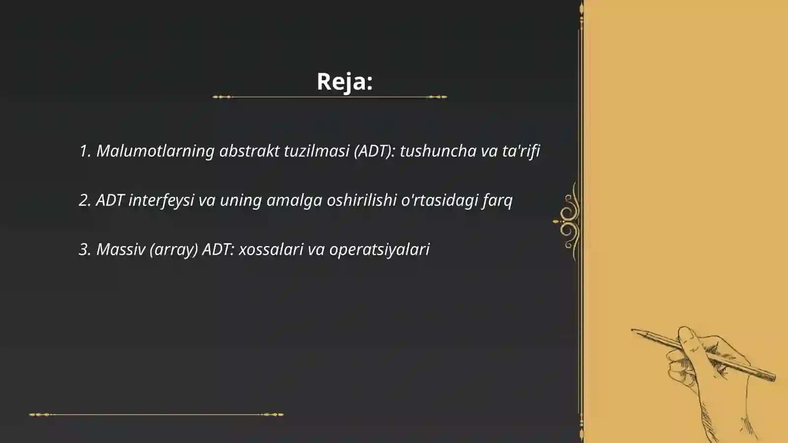Malumotlarning abstrakt tuzilmasi (ADT) 2