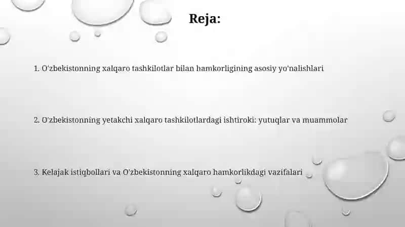 O'zbekistonning xalqaro hamkorlik aloqalari 2