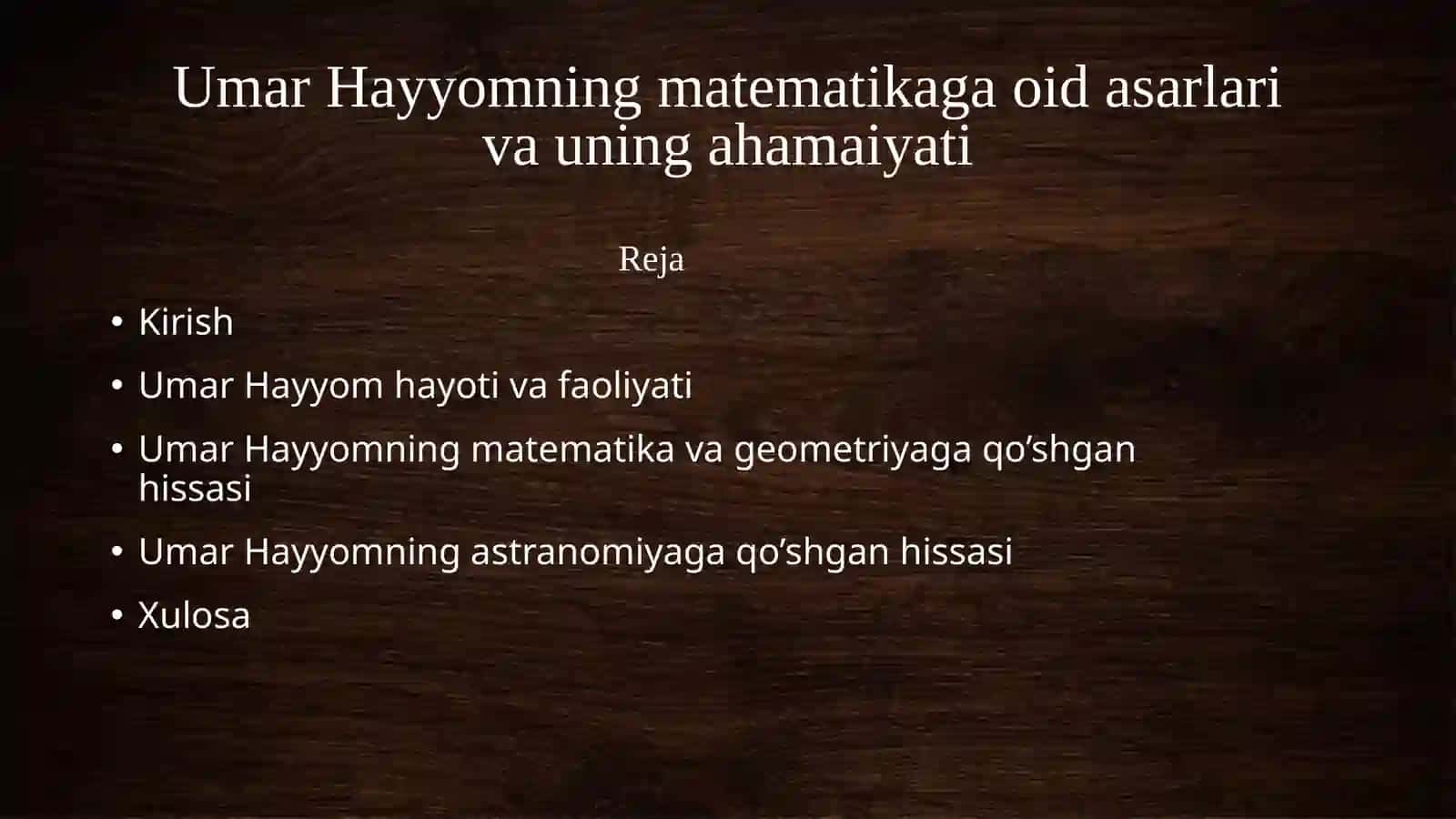 Umar Hayyomning matematikaga oid asarlari va uning ahamaiyati 2