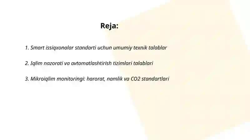 Smart issiqxonalar standarti 2