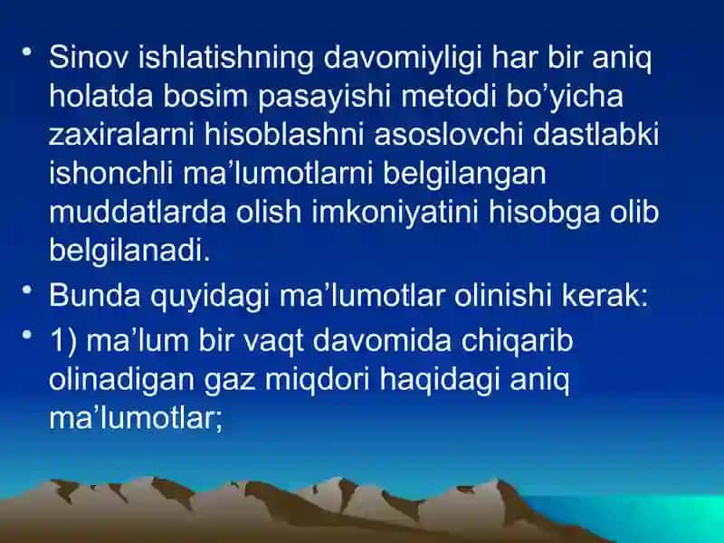 GAZ ZAXIRALARINI HISOBLASH METODINI TANLASH 2