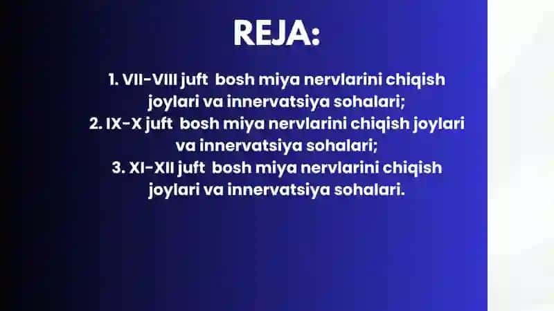 VII-XII JUFT JUFT BOSH MIYA NERVLARI 2