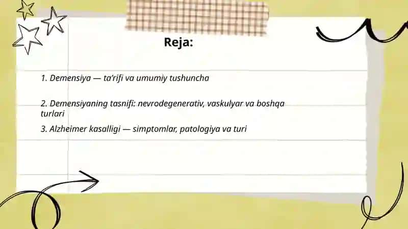 Demensiya tushunchasi va ularning turlari 2