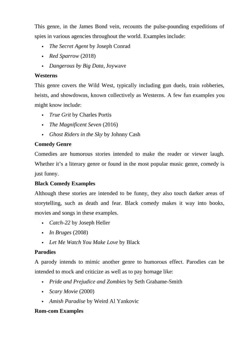 Types of Genre and Their Special Features 2
