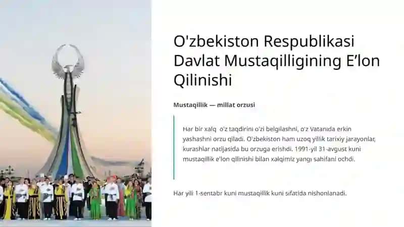 O'zbekiston Respublikasi Davlat Mustaqilligining E’lon Qilinishi 2