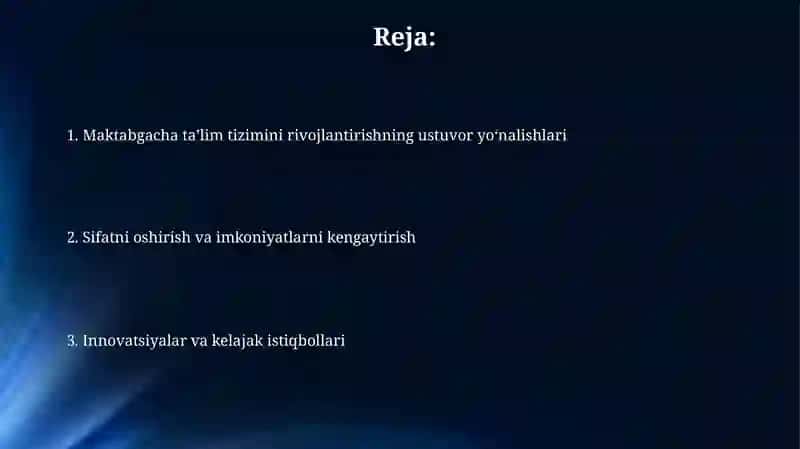 Maktabgacha taʼlim tizimini rivojlantirishning ustuvor yoʻnalishlari 2