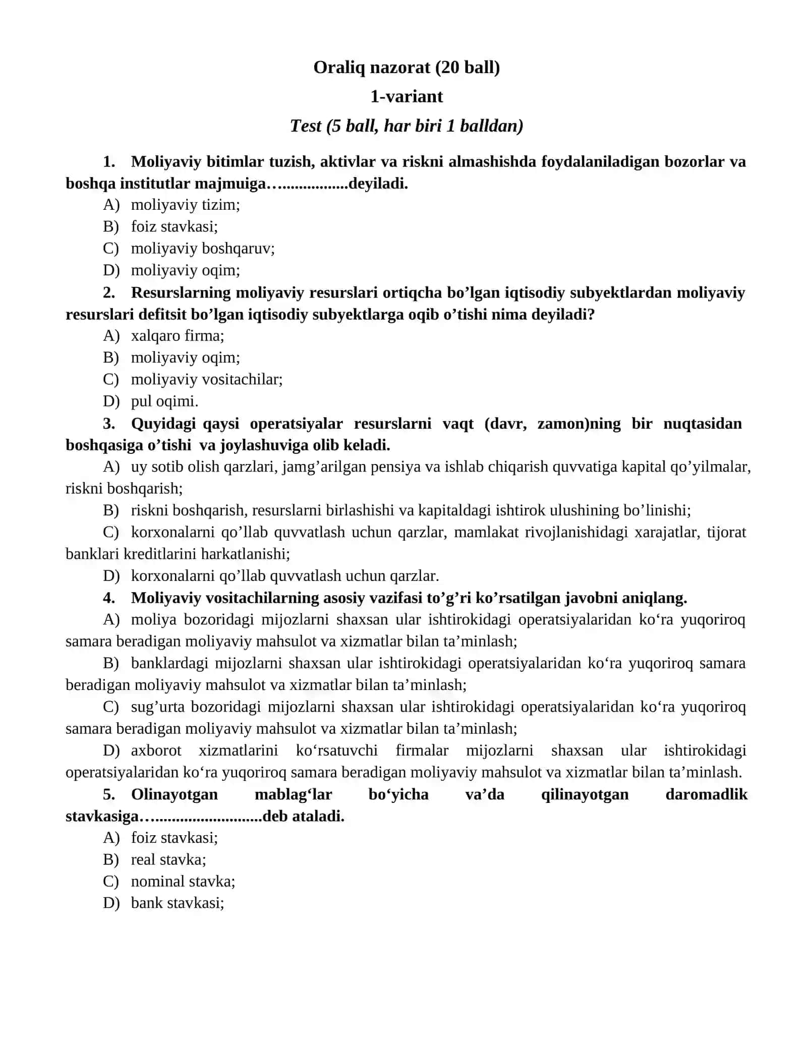 ORALIQ NAZORAT TOPSHIRIG‘I MUQOVASI 2