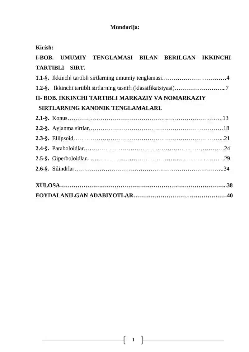Markaziy sirt tenglmasini kanonik ko’rinishga keltirish. Nomarkaziy sirt tenglamasini kanonik ko’rinishga keltirish. 2