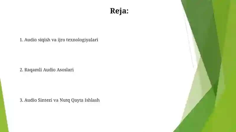 Audio siqish va ijro texnologiyalari 2