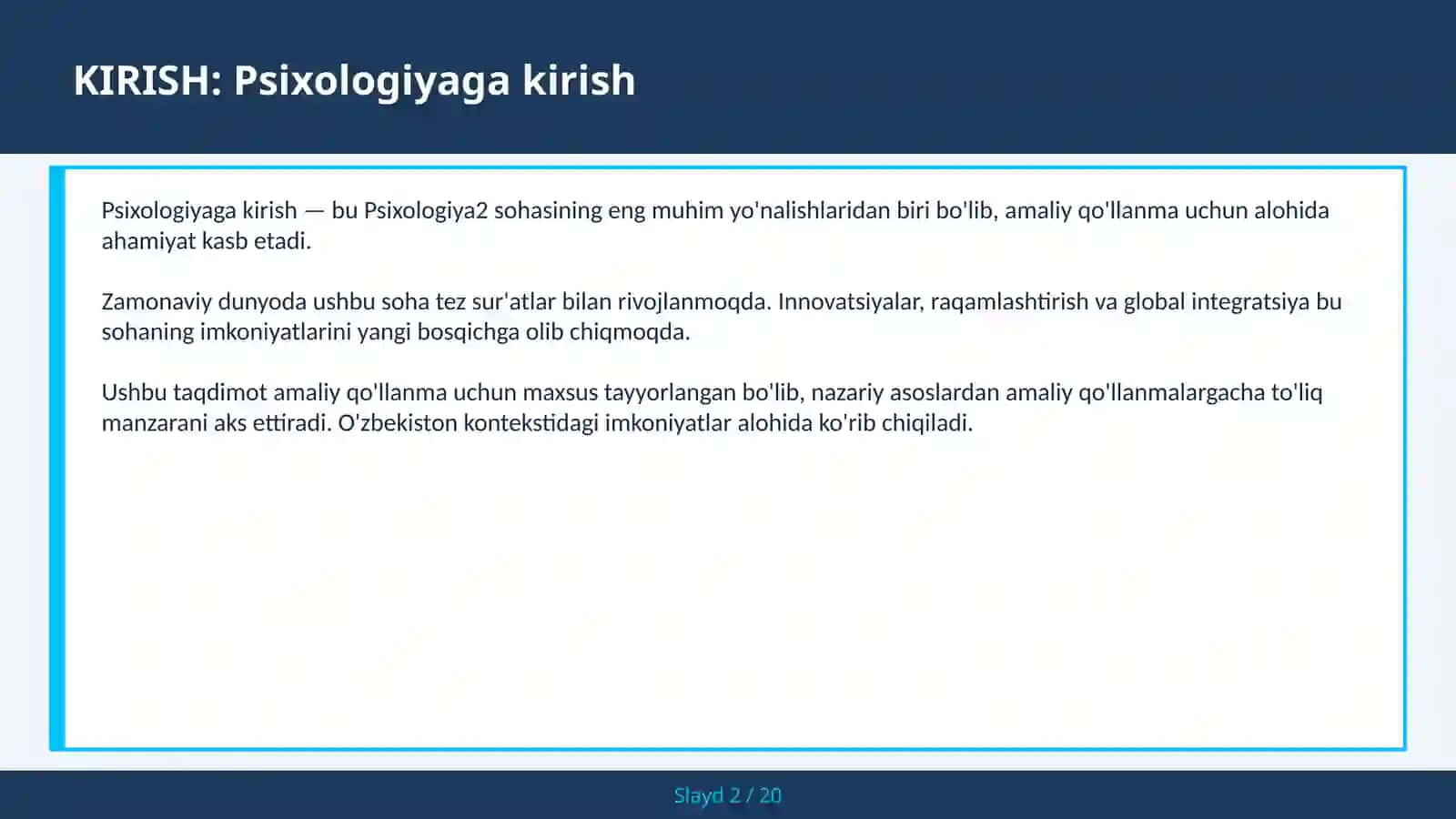 Psixologiyaga kirish - Bixeviorizm — amaliy qo'llanma 2