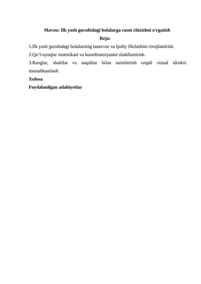 Ilk Yosh Guruhidagi Bolalarga Rasm Chizishni O'rgatish 2