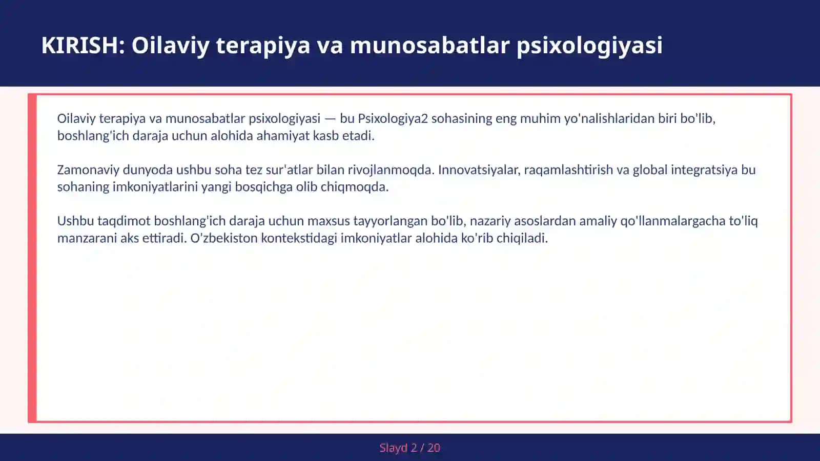 OILAVIY TERAPIYA VA MUNOSABATLAR PSIXOLOGIYASI 2