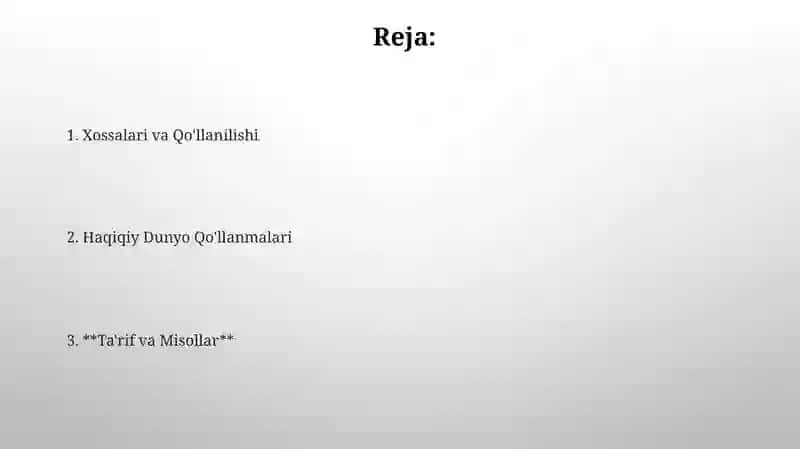 Ta'rif va Misollar 2