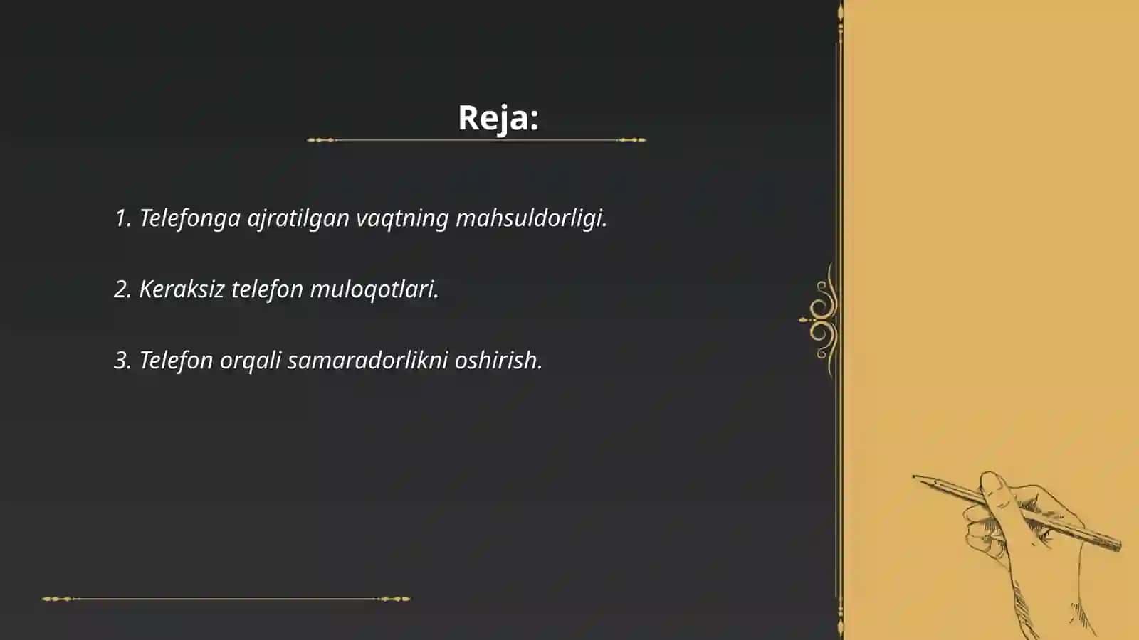 Telefonga ajratilgan vaqtning mahsuldorligi 2