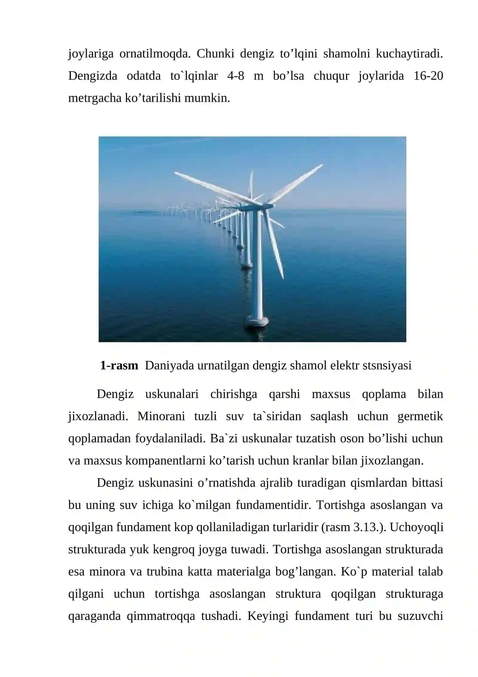 Dengizda shamol elekrt stansiyasini o’rnatish 2