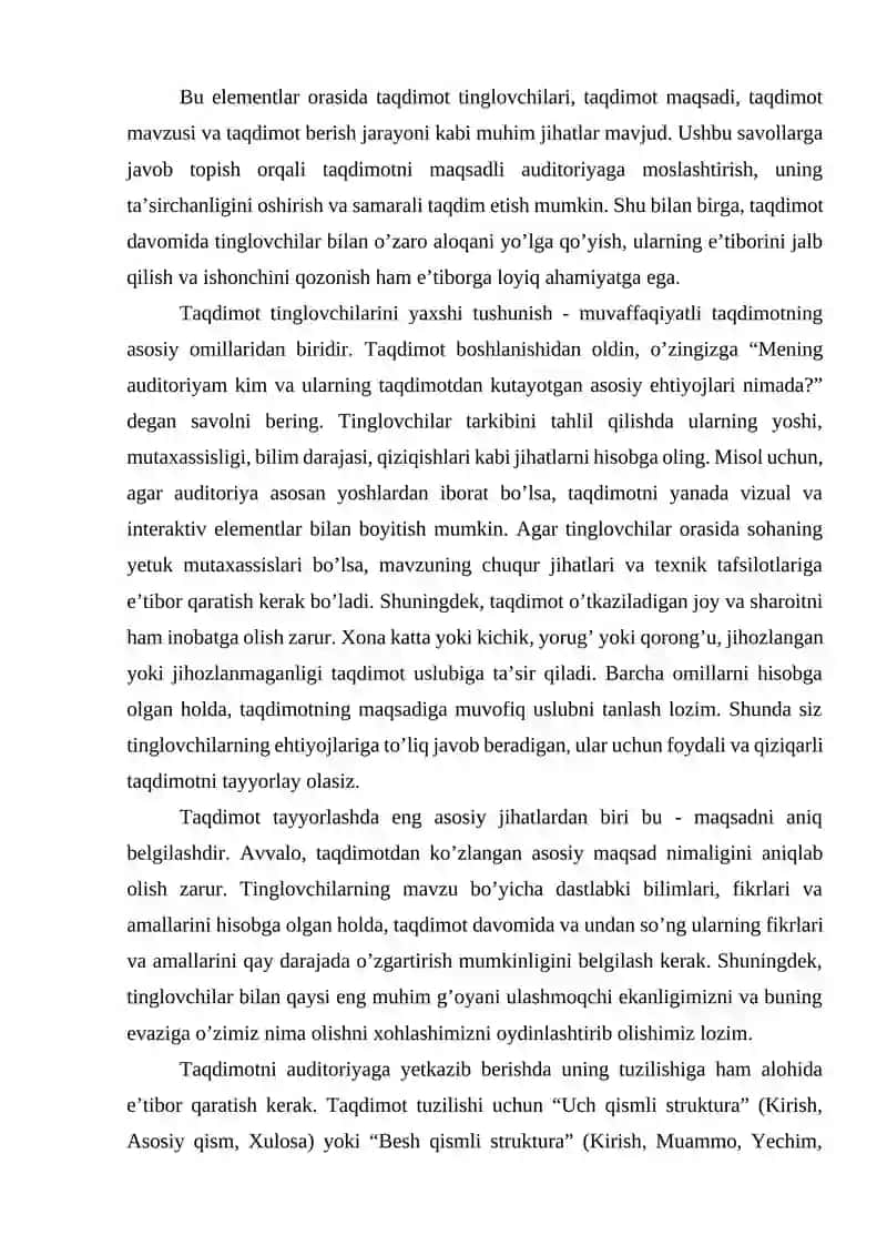 Taqdimot tayyorlash va taqdim etish usullari va vositalari 2