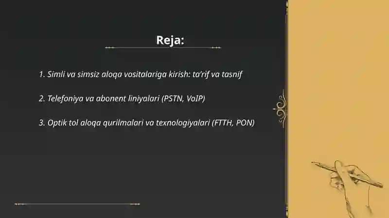 Simli va simsiz aloqa vositalari 2