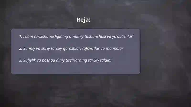 Islom dinining tarixi yoʻnalishlari mashablari va asosiy manbalari 2