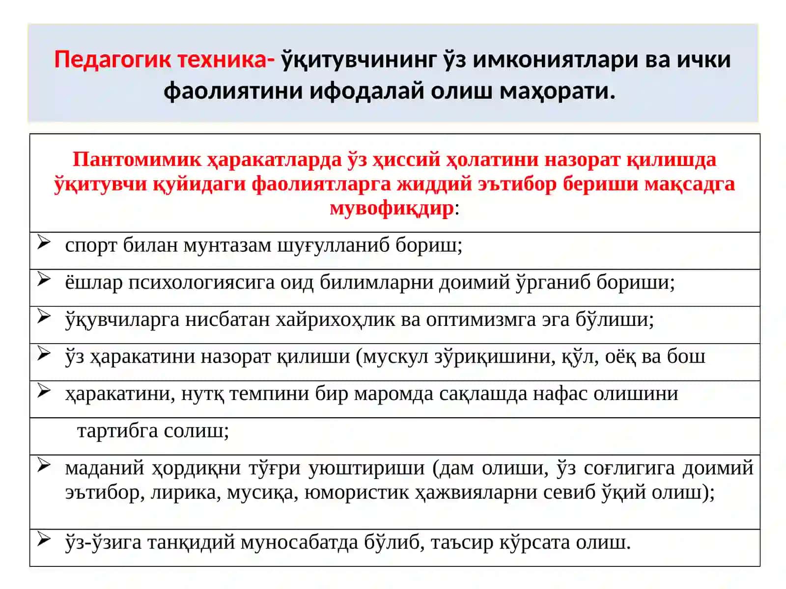 Педагогик техникани эгаллаш маҳорати 2