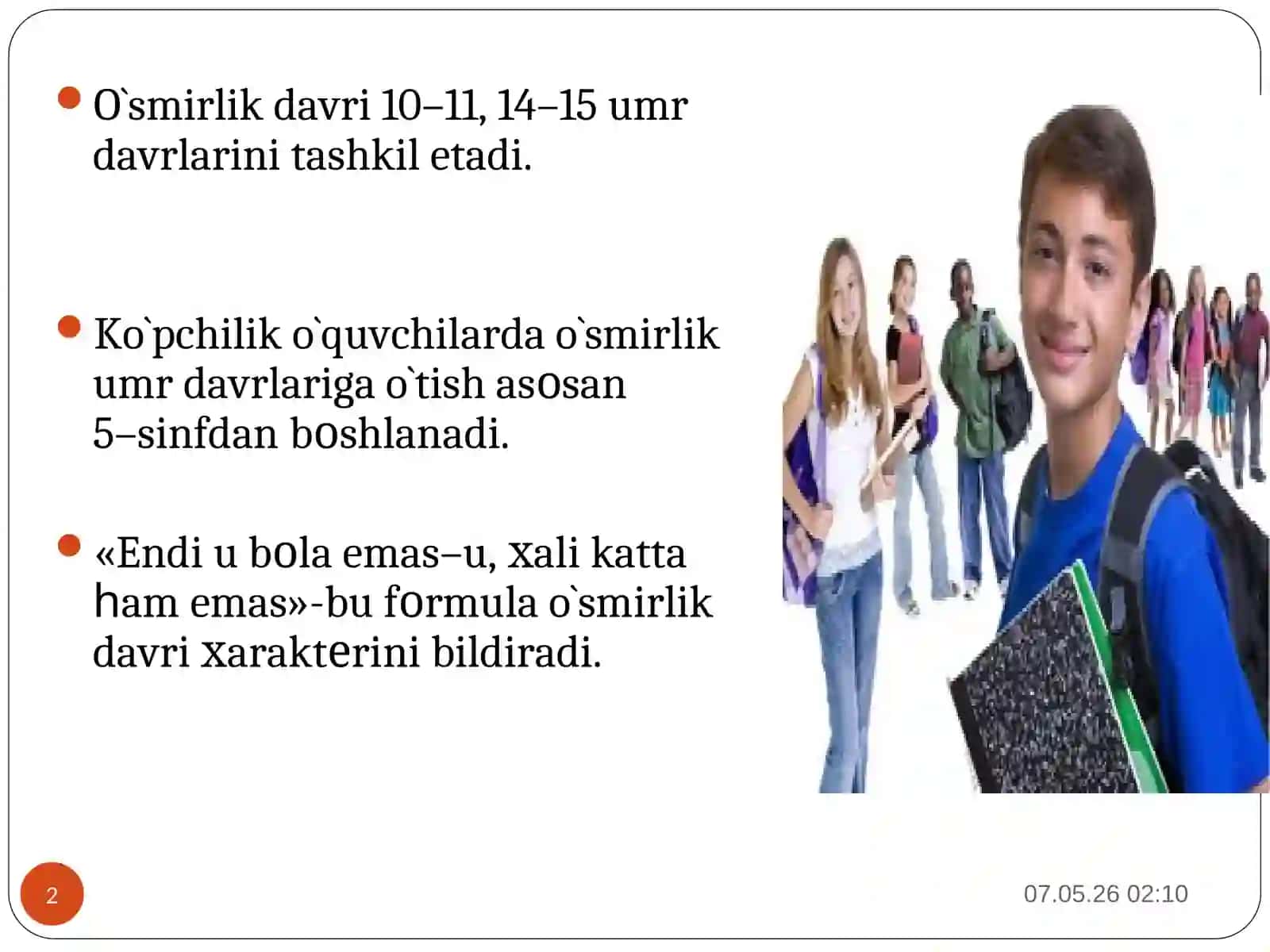O’smirlik davrida psixik rivojlanish 2