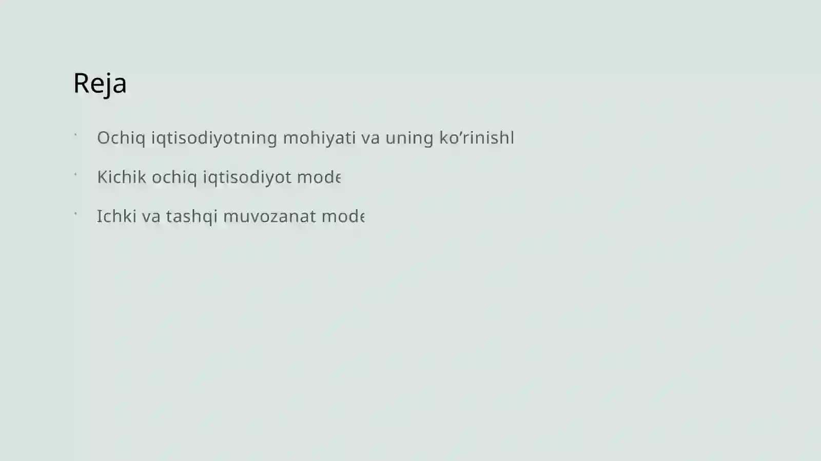 Ochiq iqtisodiyot 2