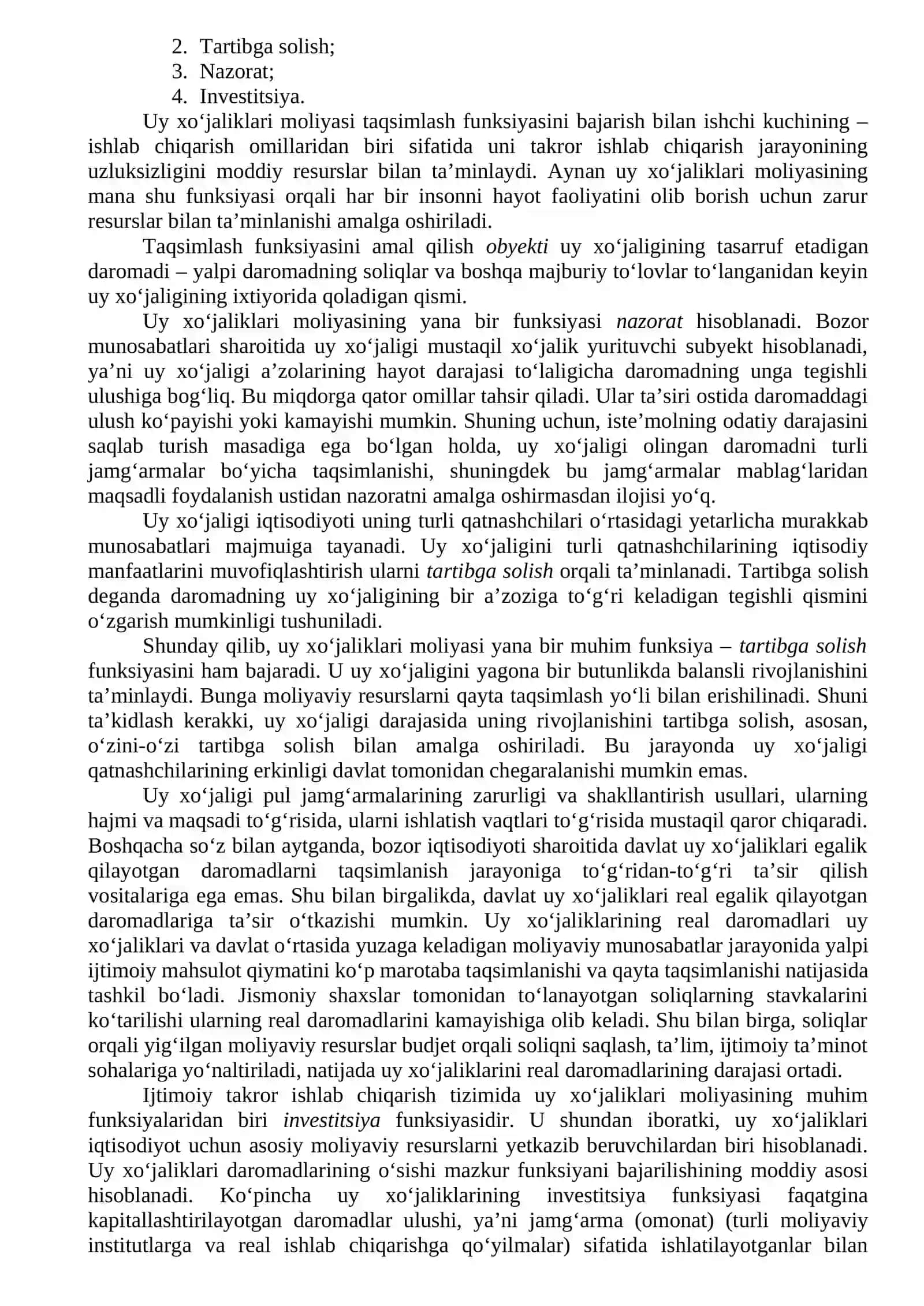 Uy xo‘jaliklari moliyasi va budjeti 2
