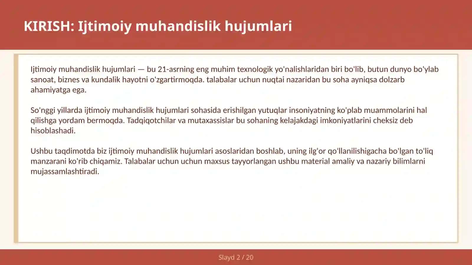 IJTIMOIY MUHANDISLIK HUJUMLARI 2