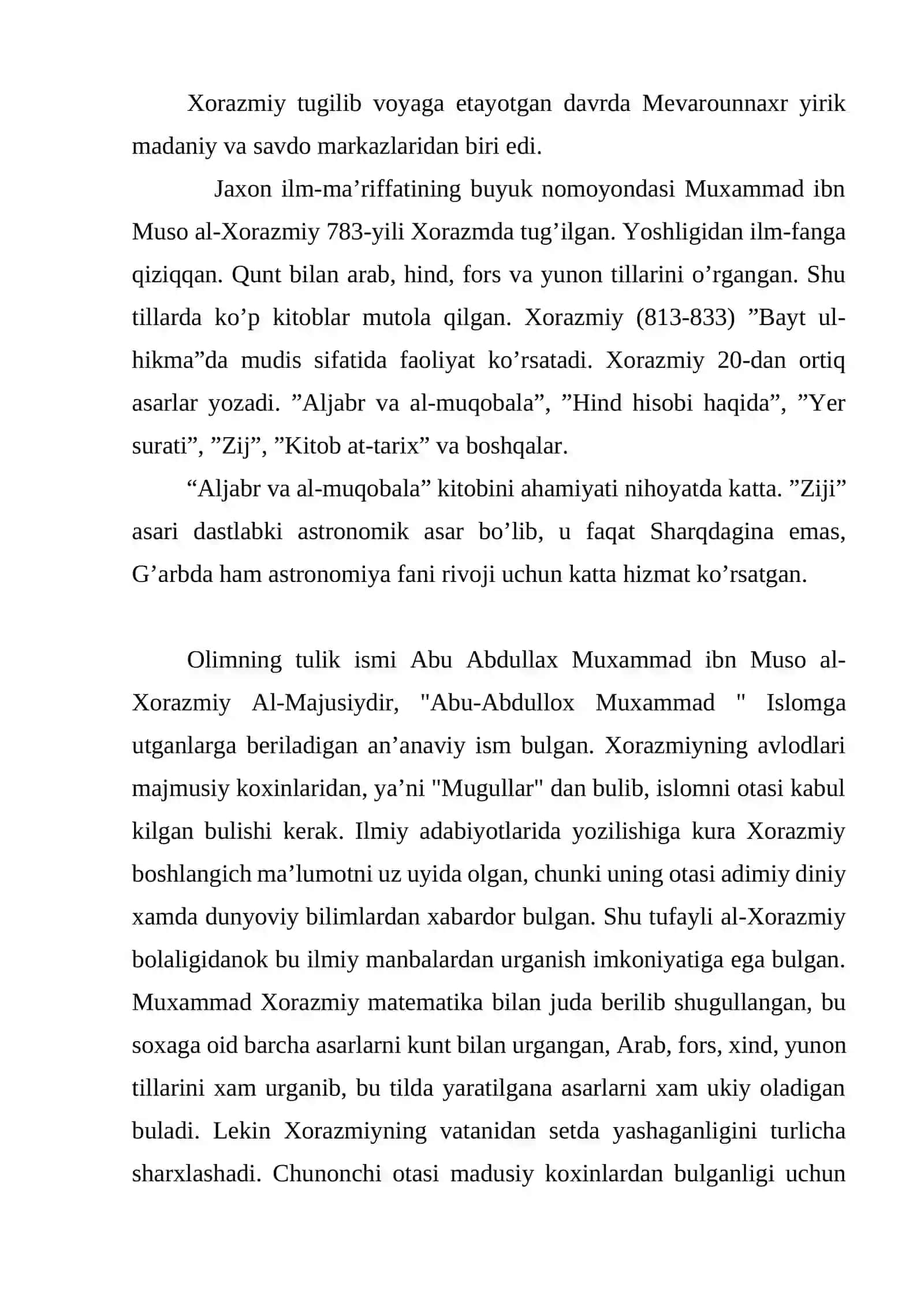 Al-Xorazmiyning pedagogik qarashlari 2