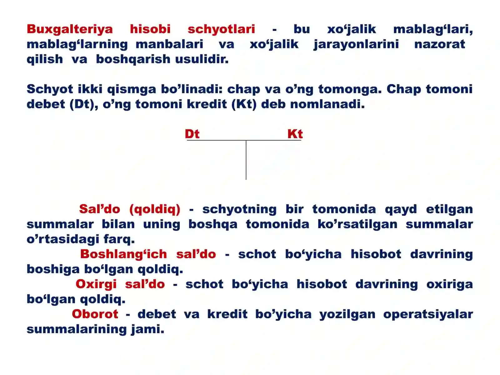 BUXGALTERIYA SCHYOTLARI VA IKKIYOQLAMA YOZUV 2