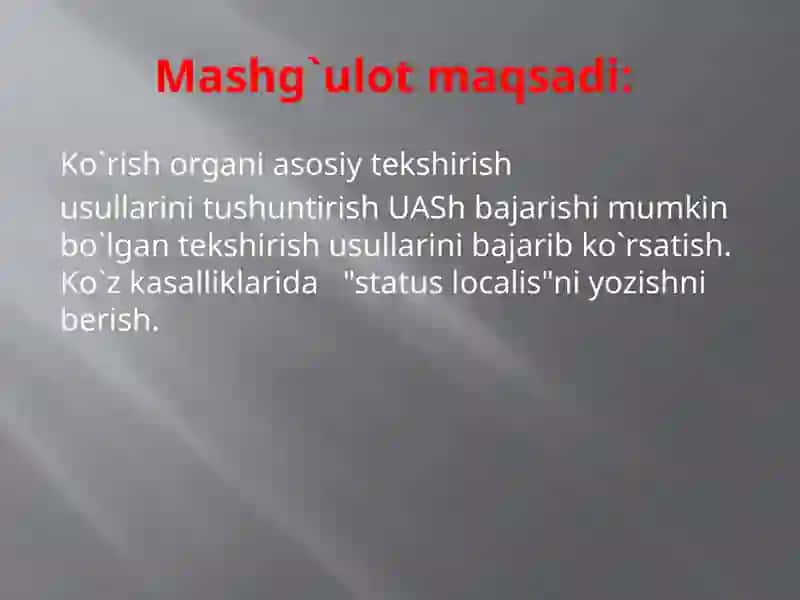 Oftalmologiyada zamonaviy tekshirish usullari 2