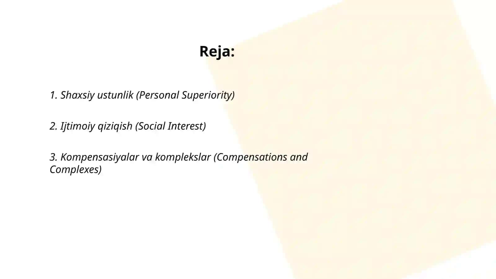 Shaxsiy ustunlik (Personal Superiority) 2