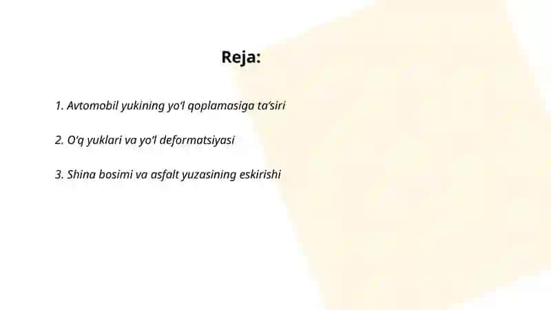 Avtomobilning yoʻlga tasiri 2