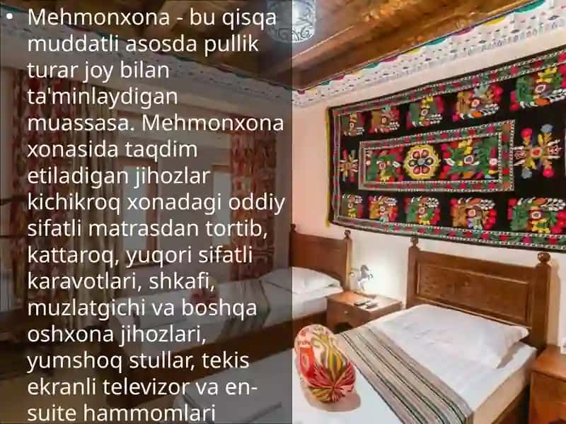 IXTISOSLASHGAN MEHMONXONALARNI TASHKIL ETISH 2