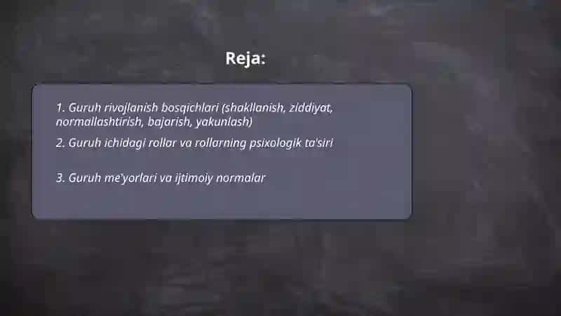 Kichik guruh va jamoa psixologiyasi 2