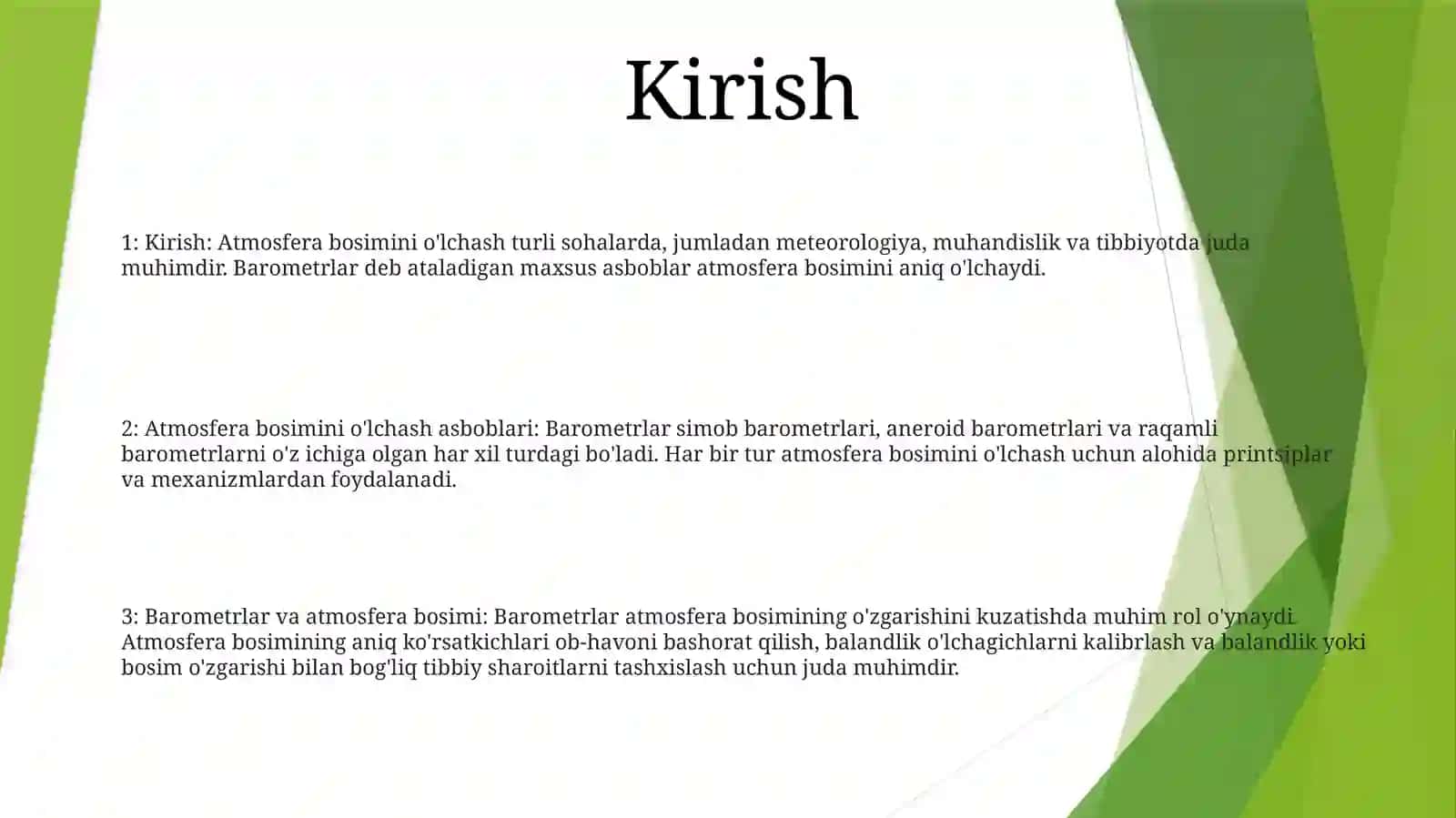 Atmosfera Bosimini Òlchash Vositalari.Barometrlar 2