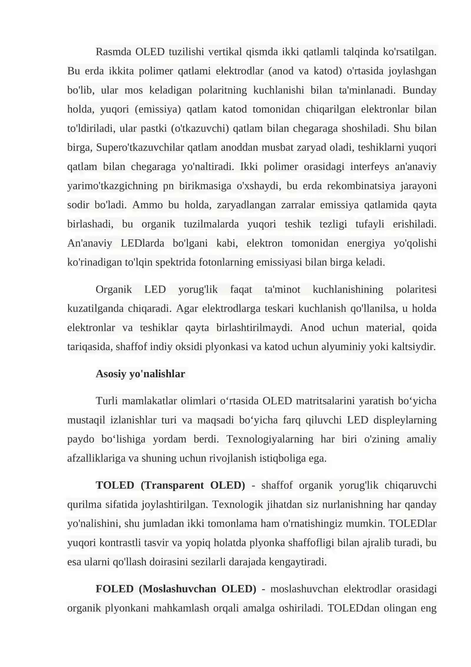 Organik LEDlarda displeylar 2