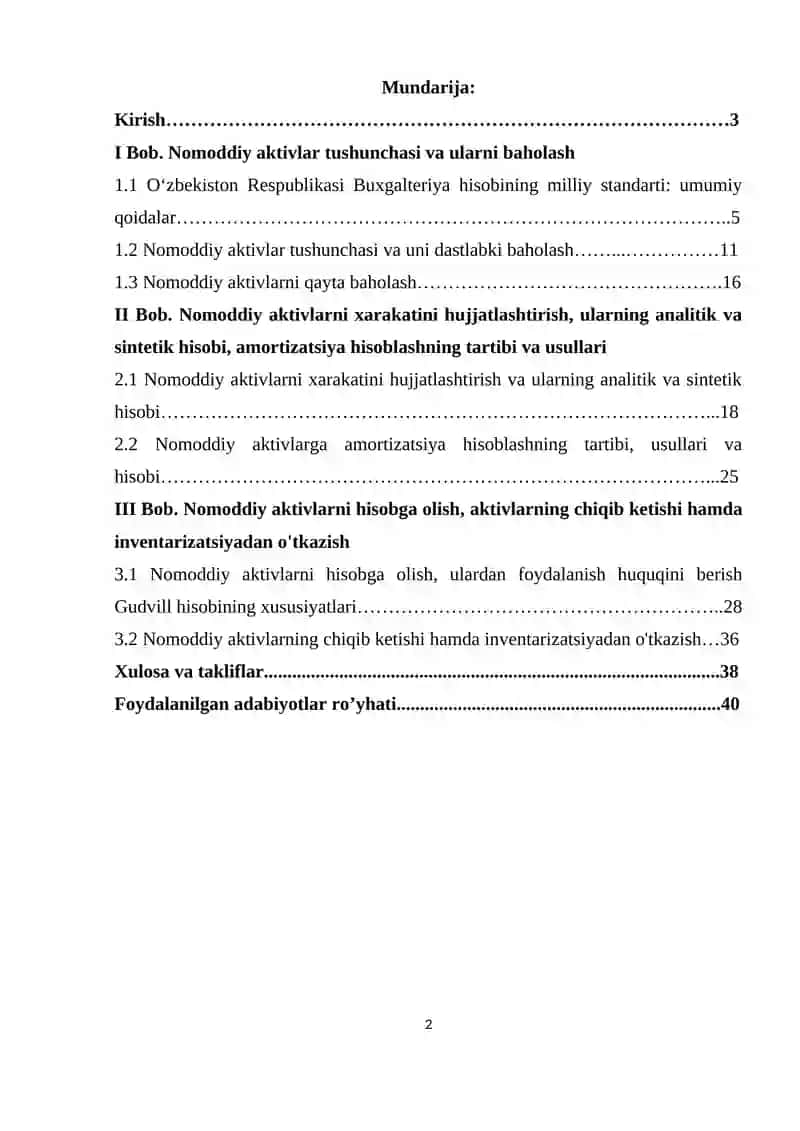 Uzoq muddatli nomoddiy aktivlarni qayta baholash va hisobdan chiqarish 2