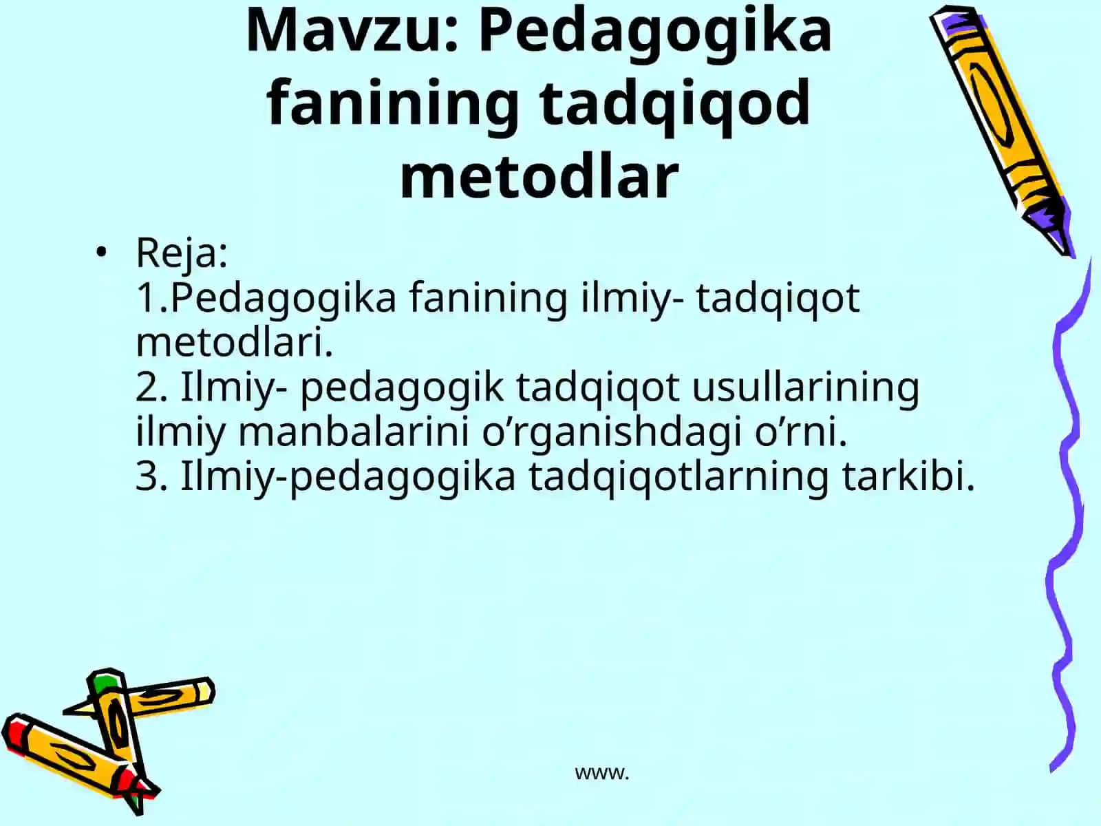 Pedagogika fanining tadqiqod metodlar 2
