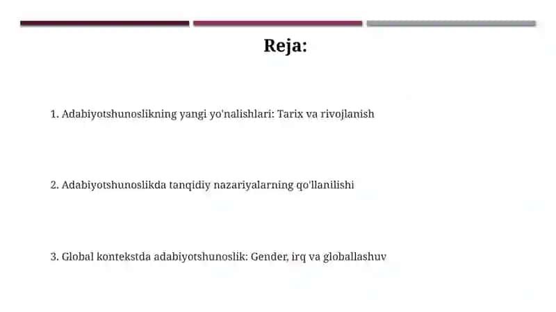 Adabiyotshunoslikning yangi yo'nalishlari 2