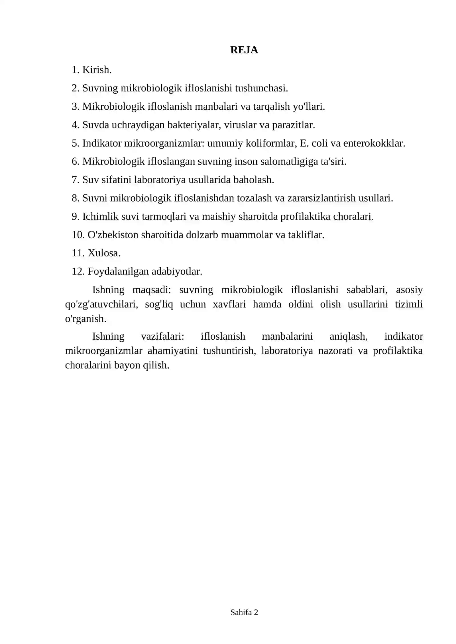 Suvning mikrobiologik ifloslanishi 2
