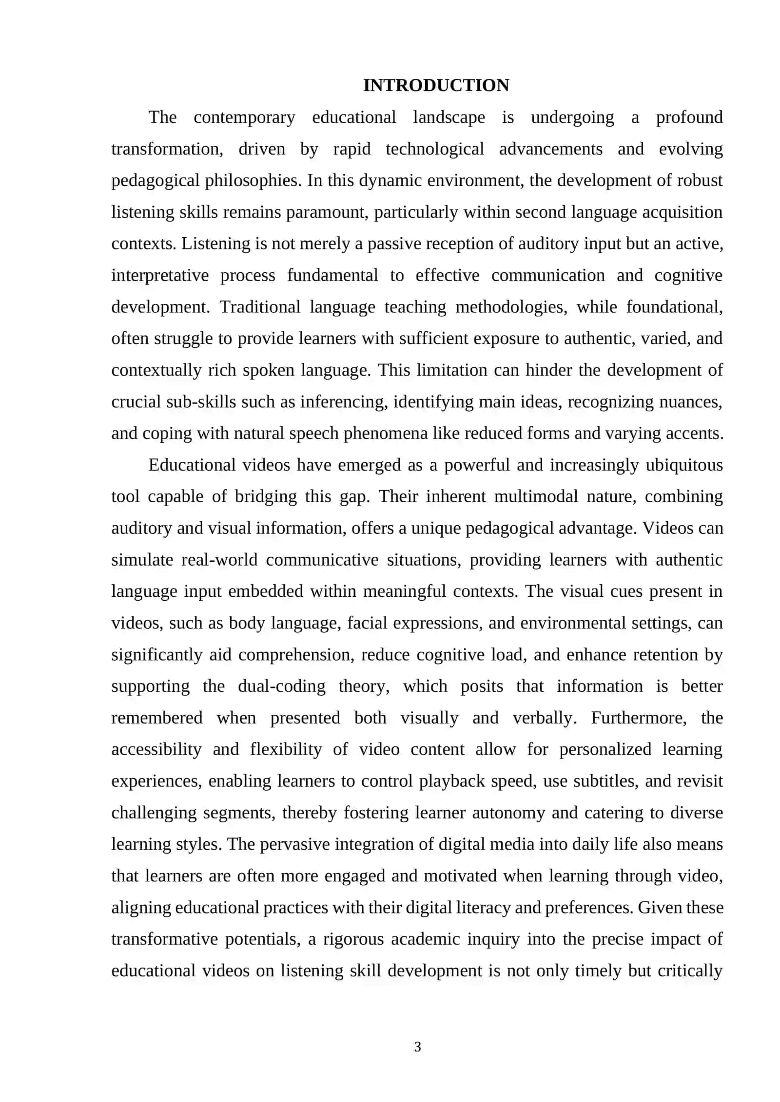 THE IMPACT OF EDUCATIONAL VIDEOS ON LISTENING SKILLS DEVELOPMENT 2