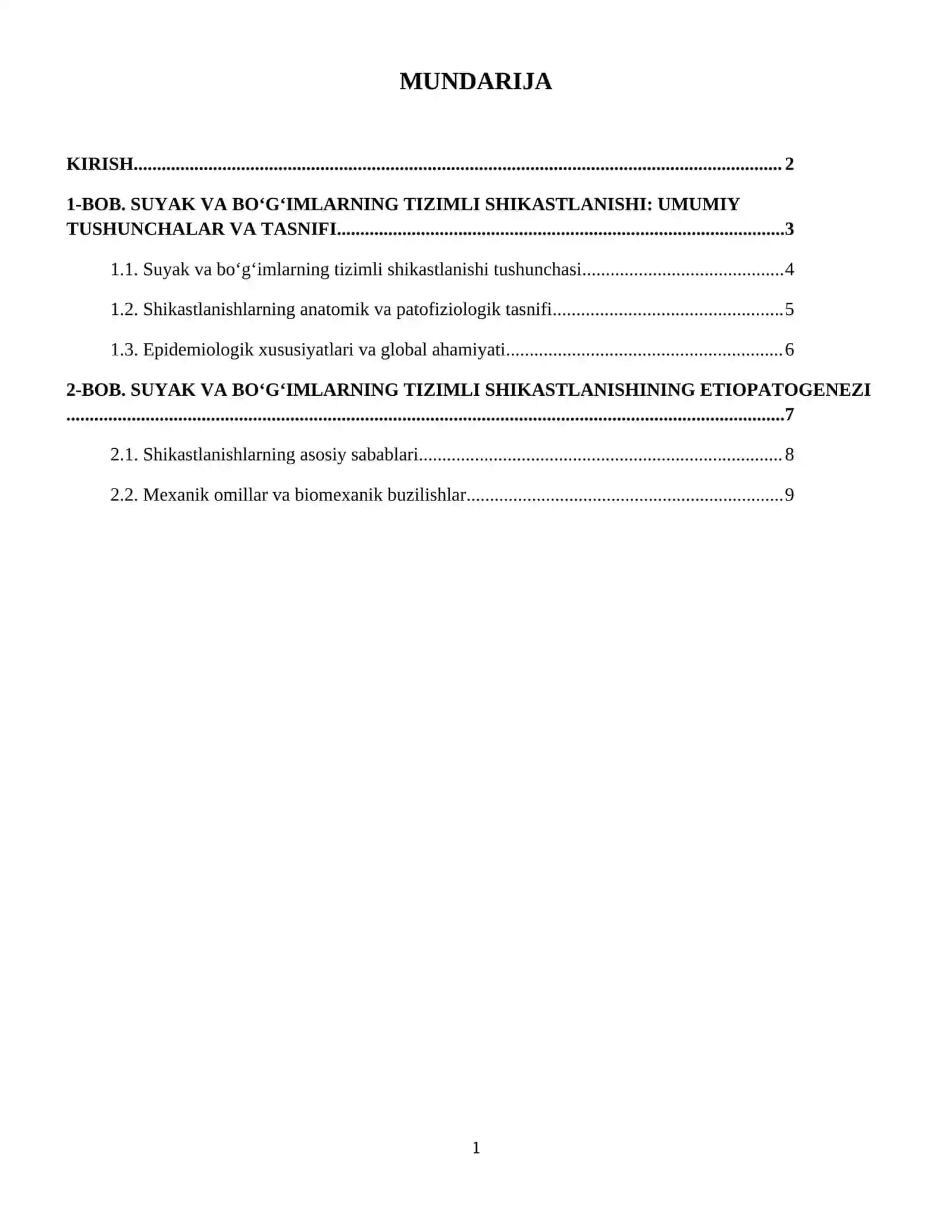 Suyak va boʻgʻimlarning tizimli shikastlanishi 2